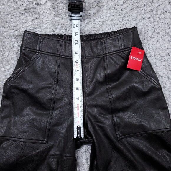 Spanx Leather Like Jogger Size Small Black High Rise Faux 20283R Pull On - Picture 8 of 9